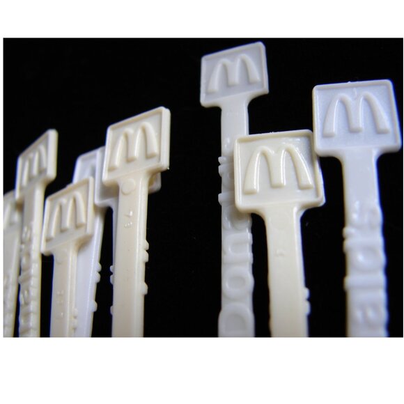 Vtg McDonalds Drink/Juice GLASS, Arch Logo, Frosted & Clear Glass + Stir Sticks - Picture 5 of 7